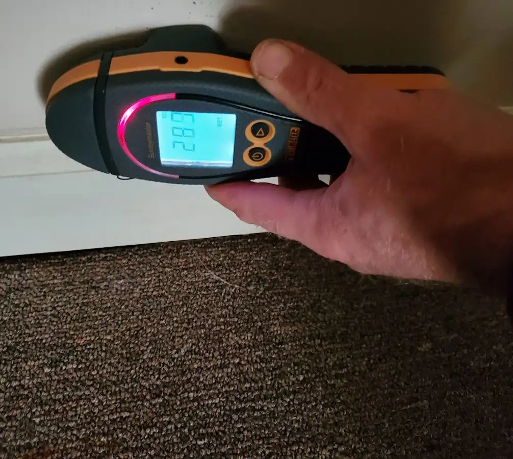 Moisture detection at baseboard during Sewage Cleanup & Sanitation in Waterford